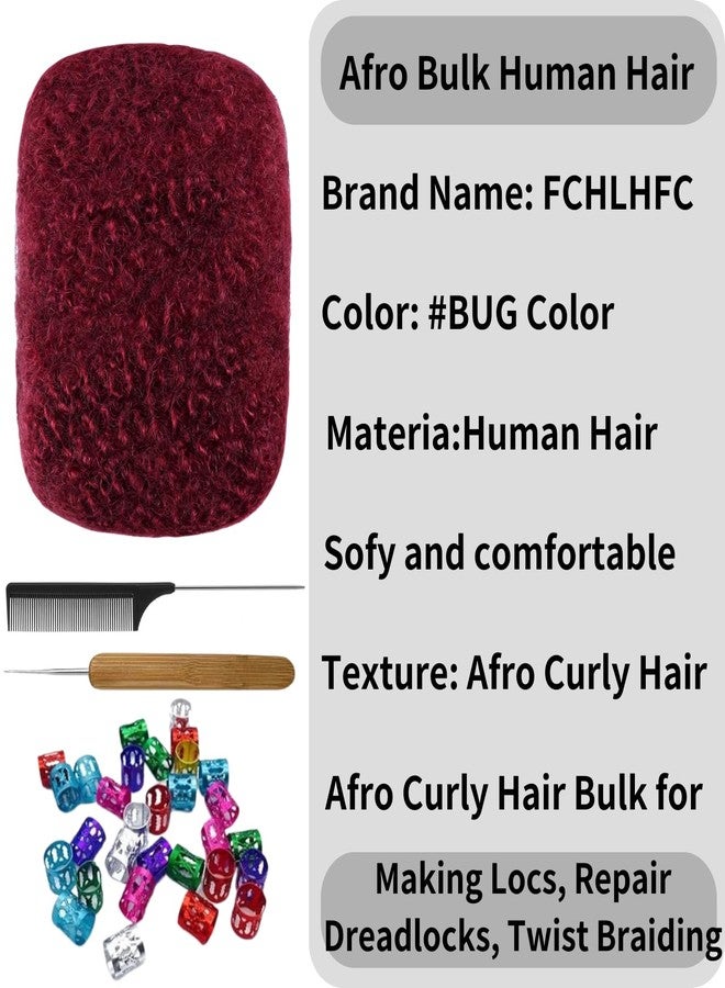 FCHLHFC Afro Kinky Bulk 100% Human Hair 8inch 120g/Pack Afro Kinky Curly Bulk Bundles Hair for Making/Repair Locs, Dreadlocks Braiding Hair Extensions（BUG# 8 Inch） - Image 2